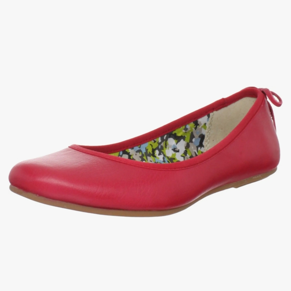 Hush Puppies Bueno Ballet Flats Lace Up Coral Red Floral Size 7